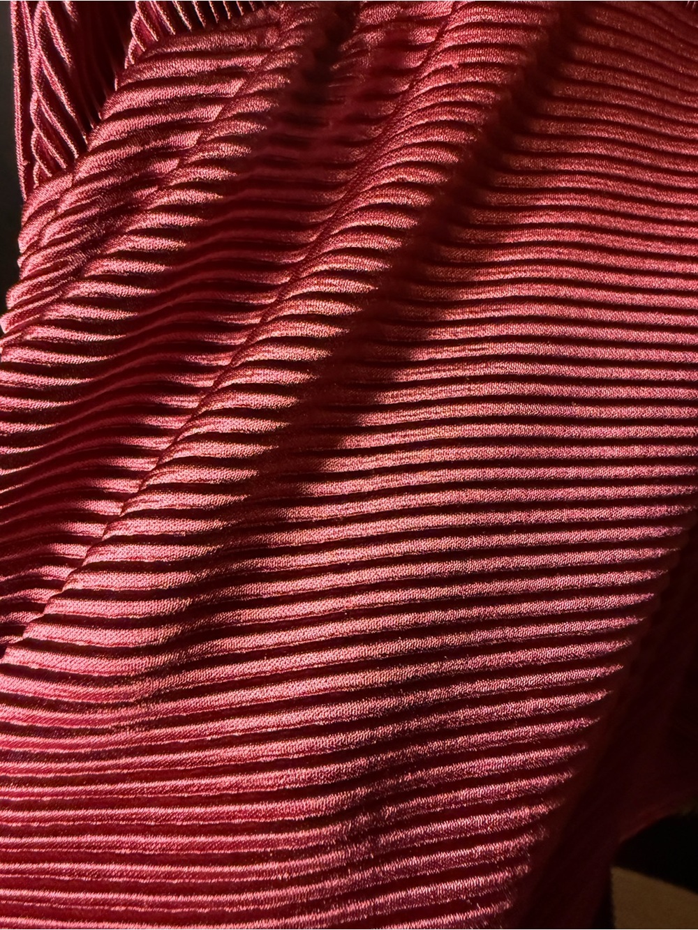 Absolutely Famous Shimmery Ribbed & Ruched Wrap Top - Berry - Picture 3 of 6